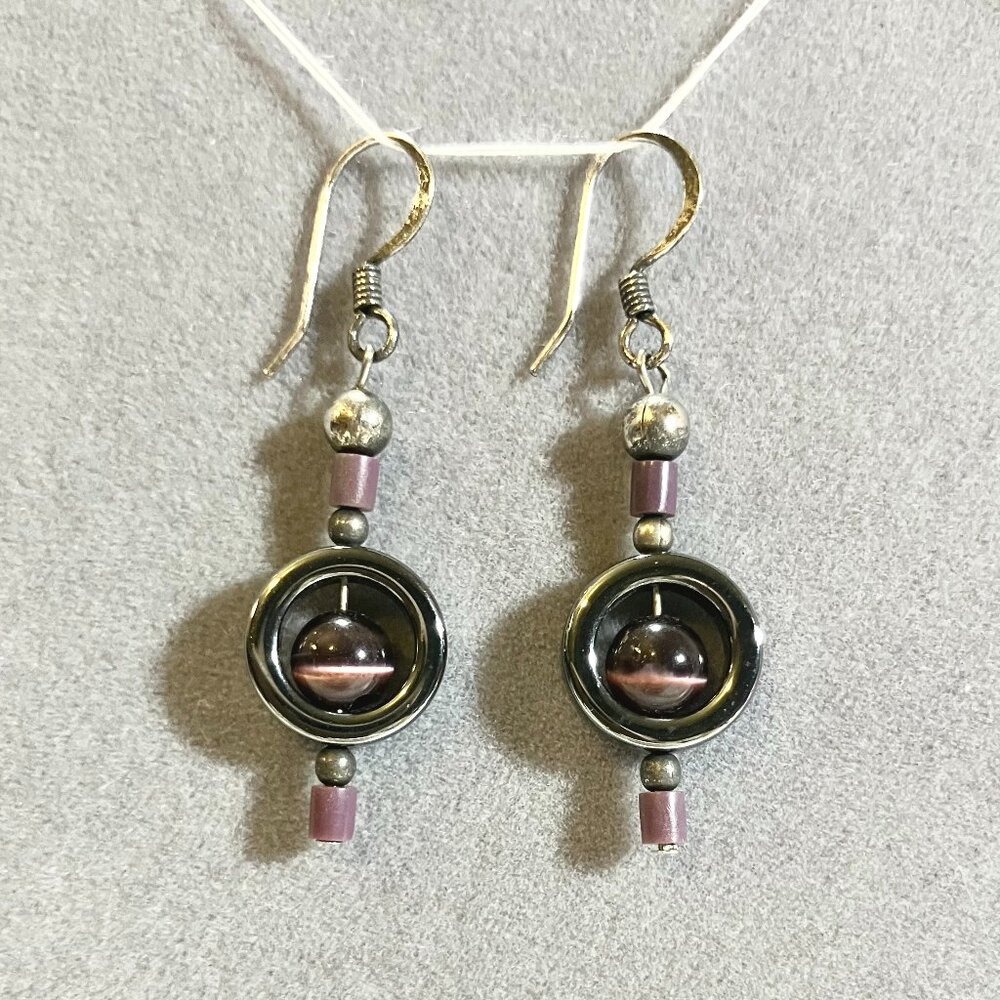 Purple/Black/Silver Earrings